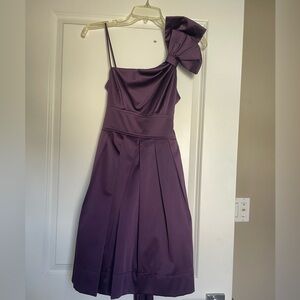 NWT Windsor One Shoulder Plum Dress with Bow (S)